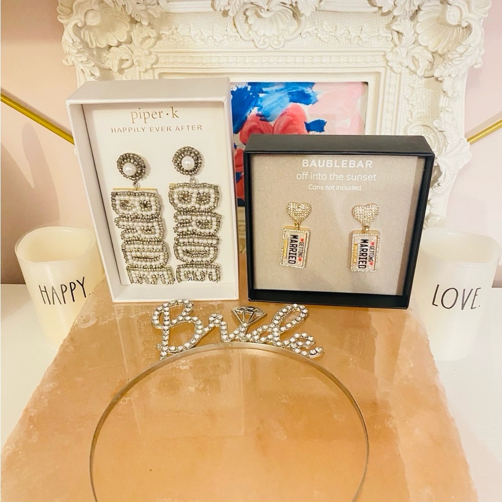 Bride Earrings and Headband Set